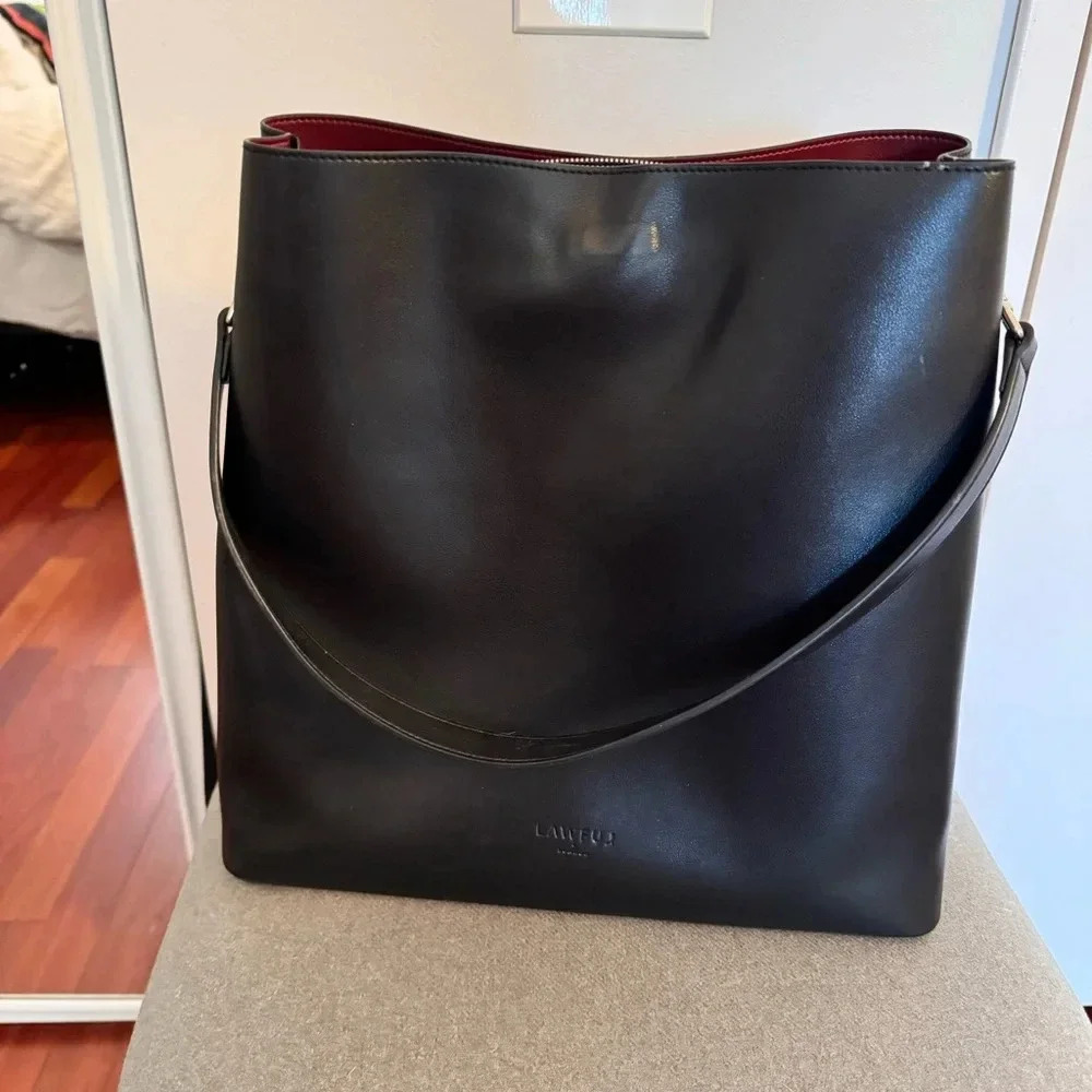 LAWFULL LONDON Iris black leather laptop work bag - Picture 5 of 12